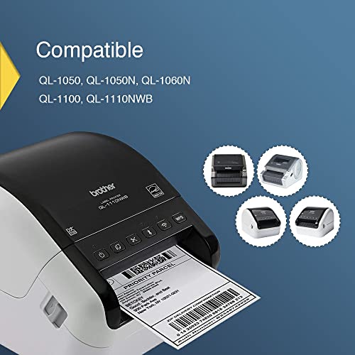 BETCKEY - Compatible Multi-Purpose Labels Replacement for Brother DK-1240 (4" x 2"), Use with Brother QL Label Printers [10 Rolls + 2 Reusable Cartridges]