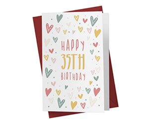 35th birthday card for him her – 35th anniversary card for dad mom – 35 years old birthday card for brother sister friend – happy 35th birthday card for men women | karto – heart doodles
