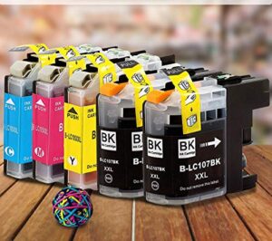 inkjetsclub remanufactured ink cartridge replacement for 5 pack – brother lc107 and lc105 super high yield ink cartridge value pack.