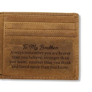 moblade gifts for brother from sister or brother, to my brother engraved wallet with inspirational quotes, brother christmas, birthday, graduation, gift ideas