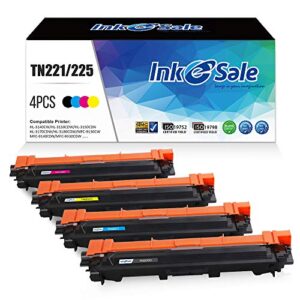 ink e-sale compatible toner cartridge replacement for brother tn221 tn225 tn-221 tn-225 (kcmy, 4-pack), for use with brother hl3170cdw hl-3170cdw, hl3140cw hl3180cdw, mfc9130cw mfc9330cdw mfc9340cdw