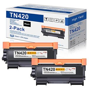 2-pack tn-420 tn 420 toner cartridge replacement for brother tn420 hl-2270dw hl-2280dw hl-2230 hl-2240 mfc-7360n mfc-7860dw dcp-7065dn intellifax 2840 2940 printer toner