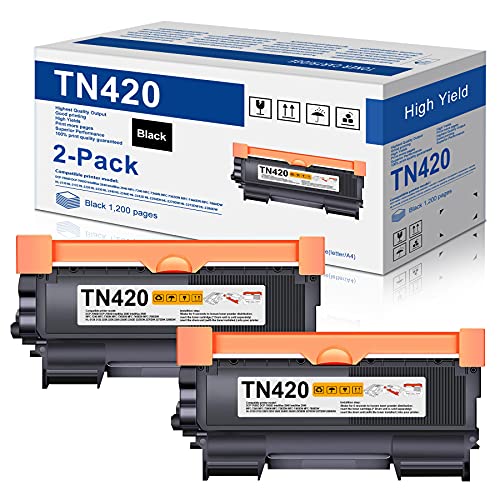 2-Pack TN-420 TN 420 Toner Cartridge Replacement for Brother TN420 HL-2270DW HL-2280DW HL-2230 HL-2240 MFC-7360N MFC-7860DW DCP-7065DN Intellifax 2840 2940 Printer Toner