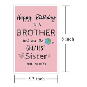 Joke Birthday Card for Brother from Sister, Funny Cocky Bday Card, Unconventional Greatest Sister Card