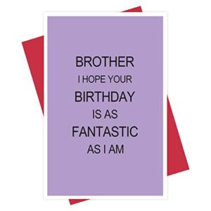 Birthday Card for Brother, Funny Brother Birthday Card, Brother I Hope Your Birthday Is As Fantastic As I Am