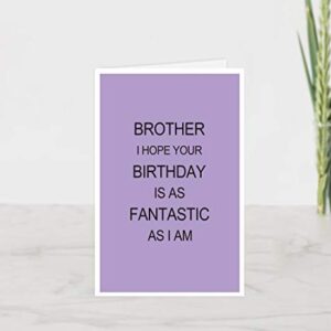 Birthday Card for Brother, Funny Brother Birthday Card, Brother I Hope Your Birthday Is As Fantastic As I Am