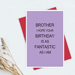 Birthday Card for Brother, Funny Brother Birthday Card, Brother I Hope Your Birthday Is As Fantastic As I Am