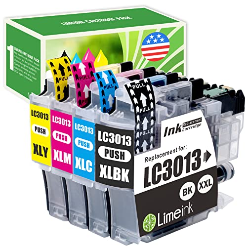 Limeink Compatible Ink Cartridges Replacement for Brother LC3013 Ink Cartridges BK C M Y LC3013 XXL XL for Brother LC3011 Ink Cartridges MFC-J497DW LC3011 Ink Cartridges BK C M Y (4 Pack)