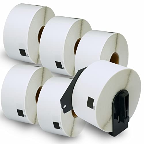 BETCKEY - Compatible Large Address Labels Replacement for Brother DK-1208 (1.4" x 3.5"), Use with Brother QL Label Printers [6 Rolls + 1 Reusable Cartridge]