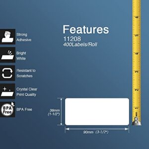 BETCKEY - Compatible Large Address Labels Replacement for Brother DK-1208 (1.4" x 3.5"), Use with Brother QL Label Printers [6 Rolls + 1 Reusable Cartridge]