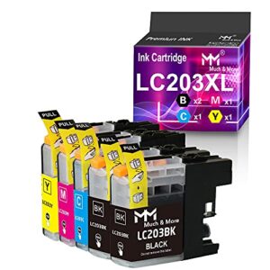 mm much & more compatible ink cartridge replacement for brother lc203xl lc-203xl lc203 xl for mfc-j480dw mfc-j880dw mfc-j4420dw mfc-j680dw mfc-j885dw printer (5-pack, 2 black, cyan, magenta, yellow)