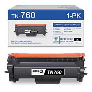 maxcolor 1 pack black tn760 high yield toner compatible tn-760 toner cartridge replacement for brother hl-l2390dw l2350dw l2395dw l2370dw/dwxl dcp-l2550dw mfc-l2750dw l2750dwxl l2710dw printer.