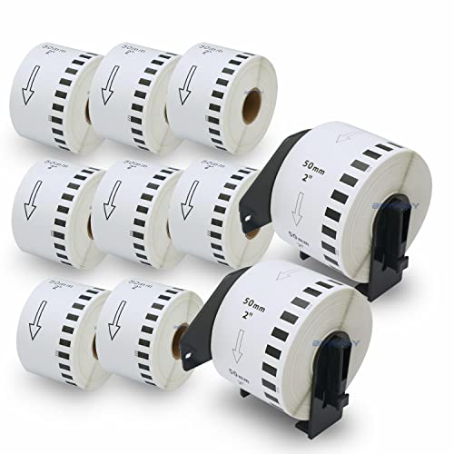 BETCKEY - Compatible Continuous Labels Replacement for Brother DK-2223 (1.9 in x 100 ft), Use with Brother QL Label Printers [10 Rolls + 2 Reusable Cartridges]