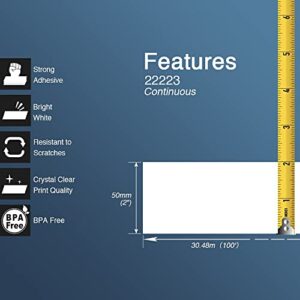 BETCKEY - Compatible Continuous Labels Replacement for Brother DK-2223 (1.9 in x 100 ft), Use with Brother QL Label Printers [10 Rolls + 2 Reusable Cartridges]