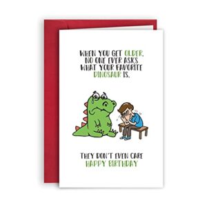 funny birthday card, humorous adult dinosaur card, hilarious dinosaur bday card for friends him brother…