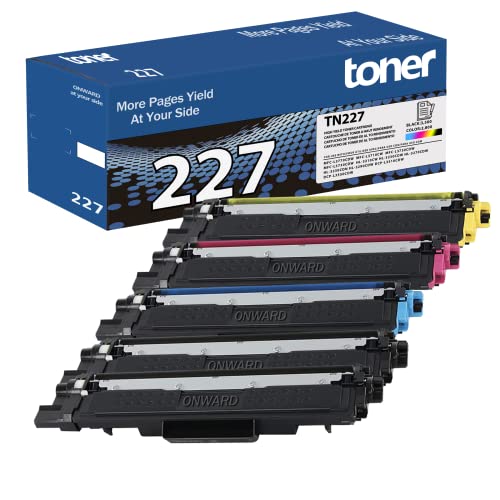 TN-227BK TN227C TN227M TN227Y Toner Cartridge Set - ONWARD 5Pack TN227(2Black 1Cyan 1Magenta 1Yellow) Compatible TN227 Toner Replacement for Brother HL-3140CW HL-3150CDN MFC-9130CW MFC-9140CDN Printer