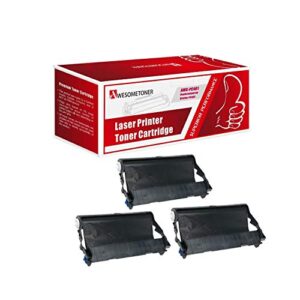 awesometoner compatible fax cartridge ribbon replacement for brother pc401 c use with intellifax 560, 565, 580 (black, 3-pack)