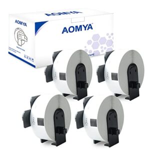 aomya 4 rolls dk-1201 standard address shipping label compatible for bro dk1201 29mm x 90mm (1-1/7″ x 3-1/2″) die cut 400 labels with 4 refillable cartridge for ql label printer