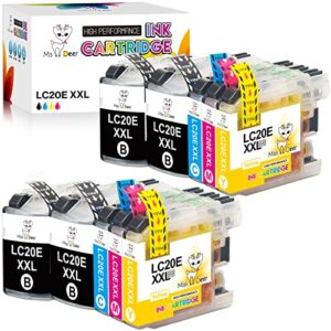 ms deer upgraded compatible lc20e ink cartridges replacement for brother lc20ebk lc20ey for mfc-j985dw, mfc-j5920dw, mfc-j775dw, mfc-j985dwxl printers (4 black, 2 cyan, 2 magenta, 2 yellow) 10-pack