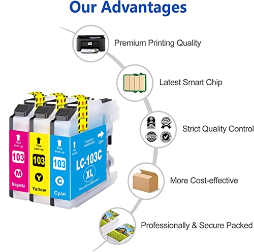 Jalada Compatible Ink Cartridge Replacement for Brother LC103 LC103XL LC101 LC101XL Compatible for Brother MFC J870DW J450DW J470DW J650DW J4410DW J4510DW J4710DW J6720DW Printer (5C 5M 5Y)