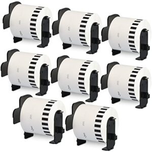 dk2205 sailner compatible label replacement for brother dk-2205 (2.4″ x 100 ft.) continuous paper tape, use with brother ql label printers – 8 rolls + 8 frames 2-3/7″ x 100′ dk-2205