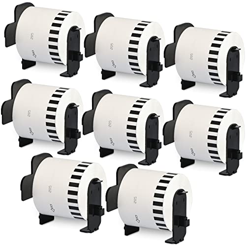 DK2205 SAILNER Compatible Label Replacement for Brother DK-2205 (2.4" X 100 Ft.) Continuous Paper Tape, Use with Brother QL Label Printers - 8 Rolls + 8 Frames 2-3/7" x 100' DK-2205