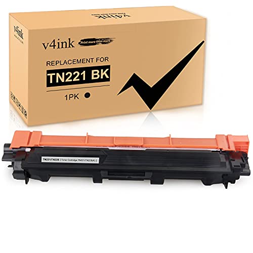 v4ink Compatible Toner Cartridge Replacement for Brother TN221BK TN225BK Work with HL-3140 3142 3150 3152 3170 3172 3180, MFC-9130 9140 9320 9330 9340, DCP-9020, 1-Pack Black