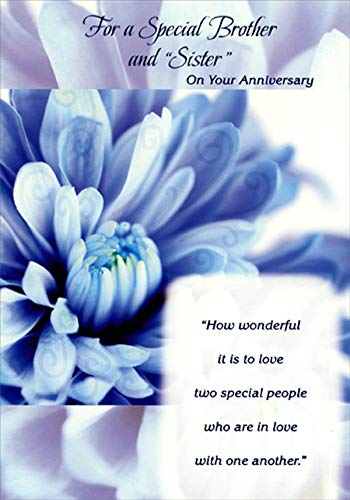 Designer Greetings How Wonderful: Large Blue Flower Photo Wedding Anniversary Congratulations Card for Brother and Sister-in-Law