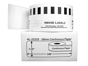 houselabels compatible with dk-2225 replacement roll for brother ql label printers; continuous length labels; 1-1/2″ x 100 feet (38mm*30.48m) – 47 rolls