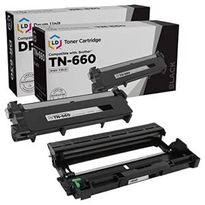 ld compatible toner cartridge & drum unit replacements for brother tn660 high yield & dr-630 (1 toner, 1 drum, 2-pack)