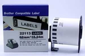 idik compatible brother dk-22113 durable film tape – wide – black print on clear – 2.4″ x 50′(62mm x 15.24m) 1 roll per box, dk-2113