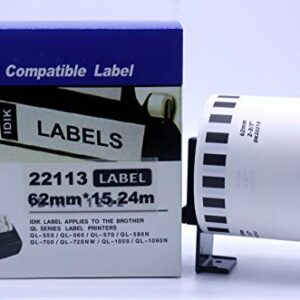 IDIK Compatible Brother DK-22113 Durable Film Tape - Wide - Black Print on Clear - 2.4" x 50'(62mm x 15.24M) 1 Roll per Box, DK-2113