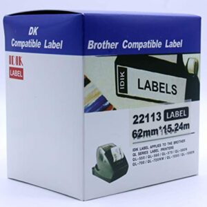 IDIK Compatible Brother DK-22113 Durable Film Tape - Wide - Black Print on Clear - 2.4" x 50'(62mm x 15.24M) 1 Roll per Box, DK-2113