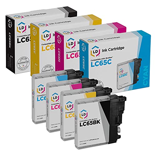 LD Compatible Ink Cartridge Replacement for Brother LC65 High Yield (Black, Cyan, Magenta, Yellow, 4-Pack)