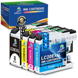 double d compatible lc20e ink cartridges replacement for brother lc20e lc-20e xxl for brother mfc-j985dw j775dw j5920dw j985dwxl printer (1bk+1c+1m+1y) 4 pack