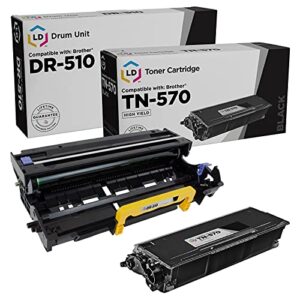 ld compatible toner cartridge & drum unit replacements for brother tn570 high yield & dr510 (1 toner, 1 drum, 2-pack)