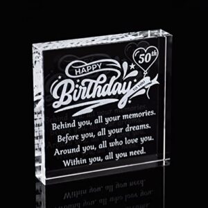 happy 50th birthday personalized engraved crystal paperweight keepsake birthday gifts ideas for mom dad parents wife husband brother sister friend