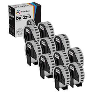 ld compatible white paper tape roll replacement for brother dk-2210 1.1 in x 100 ft (10-pack)
