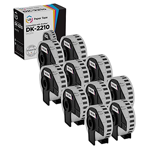 LD Compatible White Paper Tape Roll Replacement for Brother DK-2210 1.1 in x 100 ft (10-Pack)