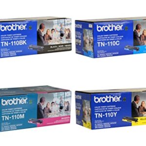 Brother TN110BK, TN110C, TN110M, TN110Y (TN-110BK, TN-110C, TN-110M, TN-110Y) Black, Cyan, Magenta and Yellow Toner Cartridge Set