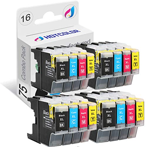 HOTCOLOR LC75/LC79/LC71 LC 75 LC 79 LC 71 (Black Cyan Magenta Yellow) x4 Ink Cartridges for Brother MFC-J430W MFC-J5910DW MFC-J625DW MFC-J6510DW Printer (16Pack)