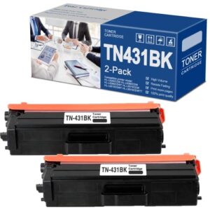 2 pack tn-431bk black toner cartridge replacement for brother tn431bk hl-l8260cdw hl-l8360cdw hl-l8360cdwt hl-l9310cdw printer.