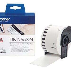 Brother DK-N55224 Label Roll, Non-Adhesive Continuous Length Paper, Black on Yellow, Single Label Roll, 54mm (W) x 30.48M (L), Brother Genuine Supplies