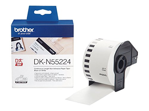Brother DK-N55224 Label Roll, Non-Adhesive Continuous Length Paper, Black on Yellow, Single Label Roll, 54mm (W) x 30.48M (L), Brother Genuine Supplies