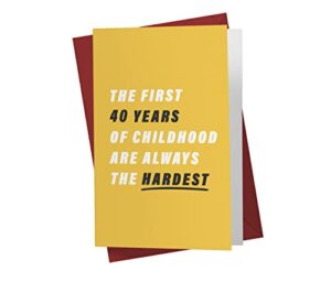 happy 40th birthday card for men women, funny 40th birthday cards for husband wife dad mom brother sister friend, 40 years old birthday card, 40 birthday card with envelope, karto yellow childhood