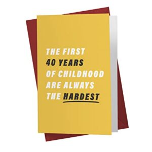 Happy 40th Birthday Card for Men Women, Funny 40th Birthday Cards for Husband Wife Dad Mom Brother Sister Friend, 40 Years Old Birthday Card, 40 Birthday Card with Envelope, Karto Yellow Childhood