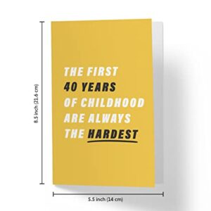 Happy 40th Birthday Card for Men Women, Funny 40th Birthday Cards for Husband Wife Dad Mom Brother Sister Friend, 40 Years Old Birthday Card, 40 Birthday Card with Envelope, Karto Yellow Childhood