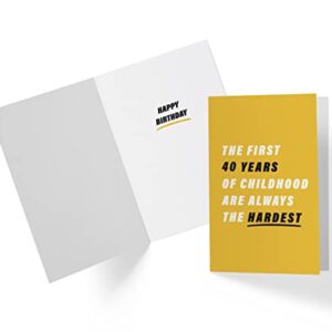 Happy 40th Birthday Card for Men Women, Funny 40th Birthday Cards for Husband Wife Dad Mom Brother Sister Friend, 40 Years Old Birthday Card, 40 Birthday Card with Envelope, Karto Yellow Childhood