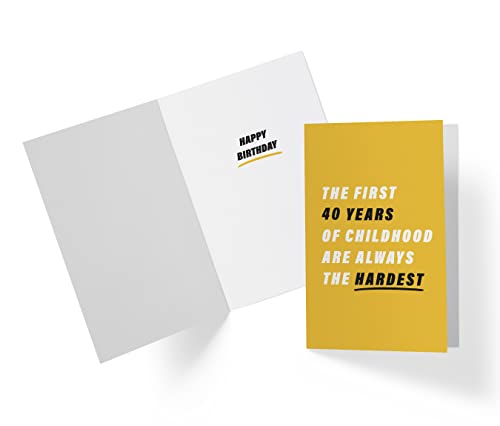 Happy 40th Birthday Card for Men Women, Funny 40th Birthday Cards for Husband Wife Dad Mom Brother Sister Friend, 40 Years Old Birthday Card, 40 Birthday Card with Envelope, Karto Yellow Childhood