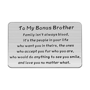 bobauna bonus brother engraved wallet card family isn’t always blood brother in law wedding gift (bonus brother card)